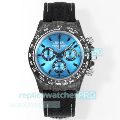 TWF Swiss Replica Rolex Daytona 4130 Chronograph Ice Blue Dial Carbon Fiber Watch 